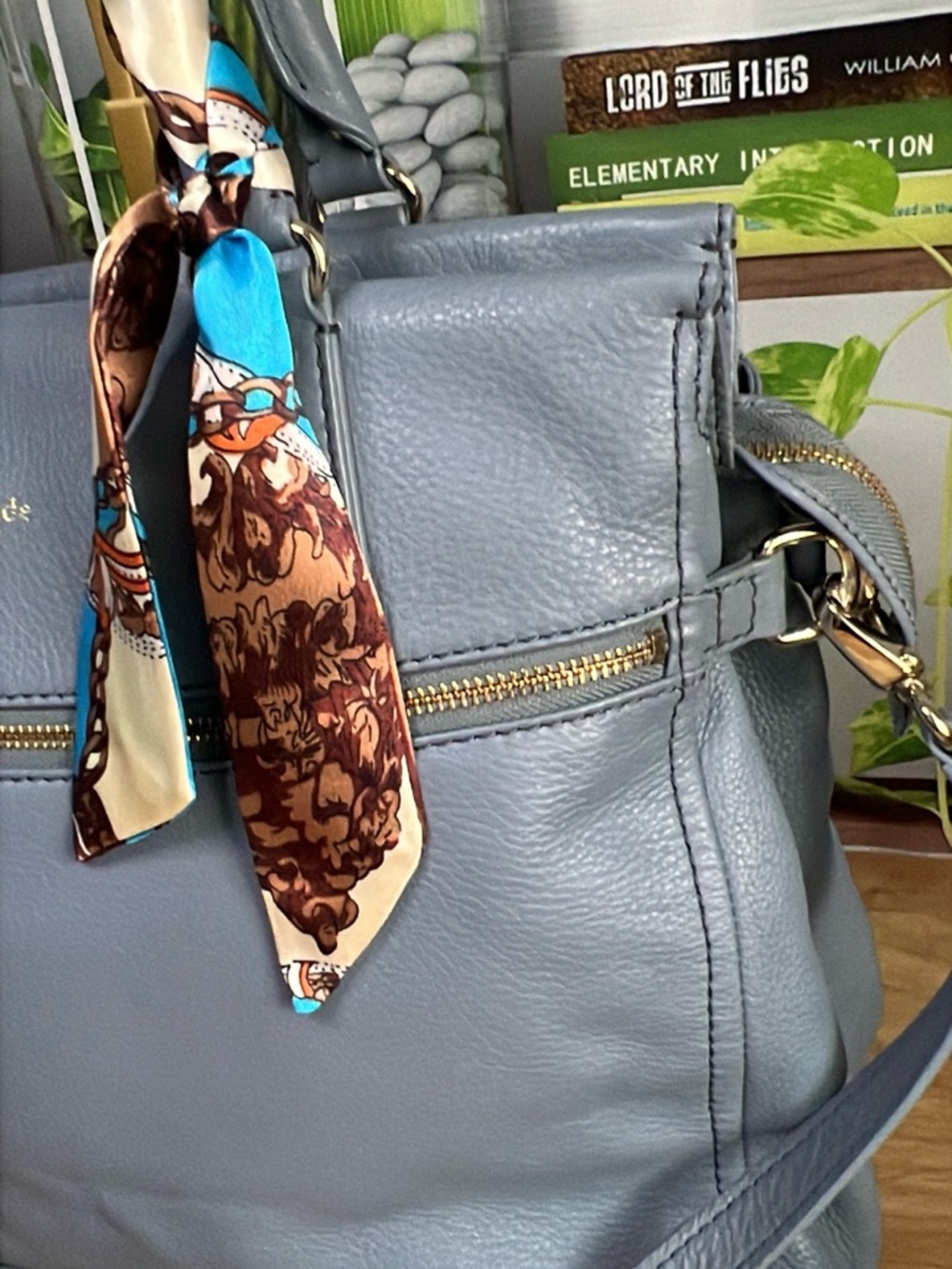 Kate Spade Large Cobble Hill Murphy Crossbody Satchel Bag in Gray Blue - Picture 12 of 13